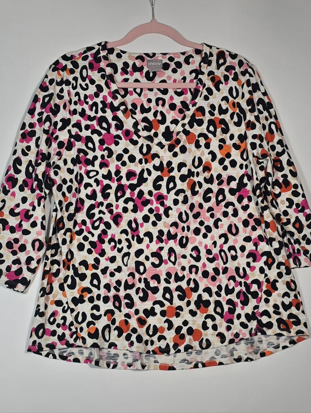 Chico's Multicolor Leopard Print V-Neck Top